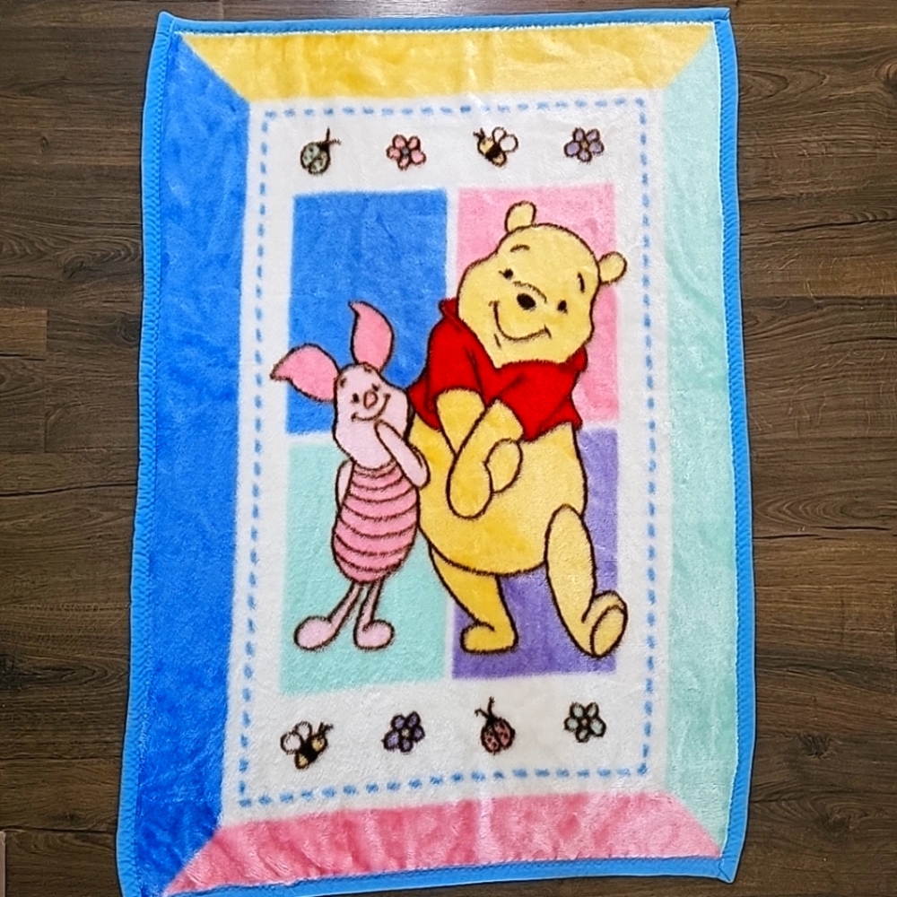 Vintage Disney Winnie the Pooh Baby Blanket 30x45” Lovey Piglet